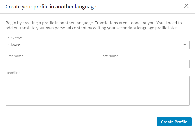 LinkedIn secondary language profile
